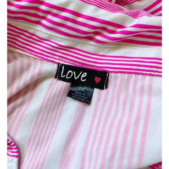 LOVE Womens Plus Size 1X Striped Sleeveless Stretch Collared Maxi Shirt Dress - Picture 6 of 9